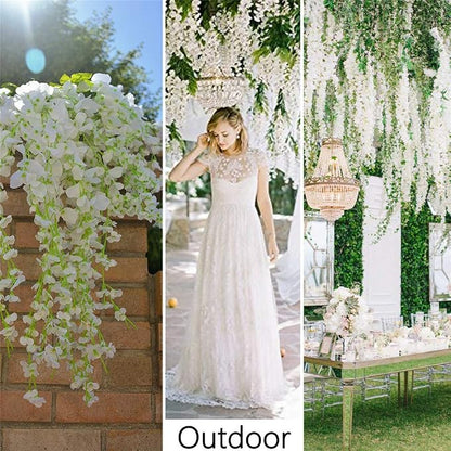 12Pcs Artificial Wisteria Flowers 3.6 Feet/Piece White Dense Artificial Fake - Image 6