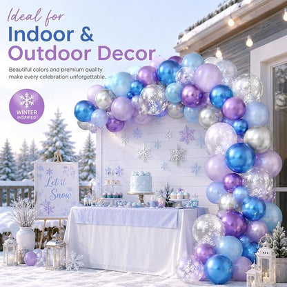 Frozen Balloons, 12 Inch Purple Blue White and Silver Balloons - Image 7
