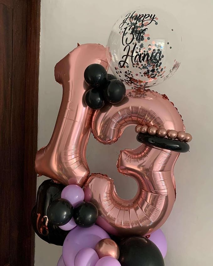 Rose Gold 13 Number Balloons, 40 Inch Giant Number 13 Balloons Foil Mylar - Image 8