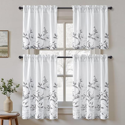 HOMEIDEAS Kitchen Curtains, Short Non-See-Through Privacy 30X24 Inch Length - Image 2