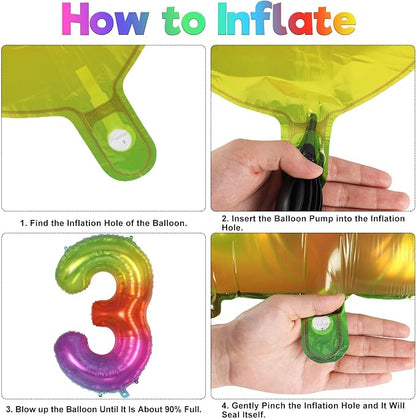Rainbow Number 3 Balloon 40 Inch, Big Large Foil Number Balloons, Gradient - Image 7