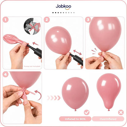 Jobkoo Dusty Pink Balloons 12 Inch, Vintage Retro Blush Pink Latex Balloon | - Image 5