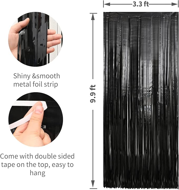 Crosize 4 Pack 3.3 x 9.9 ft Foil Fringe Streamer Backdrop, - Image 2