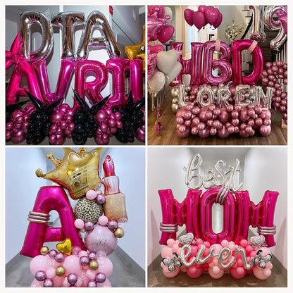 Hot Pink Letter T Balloons, T Letter Balloon 40 Inch Foil T Balloon | Hot Pink - Image 7