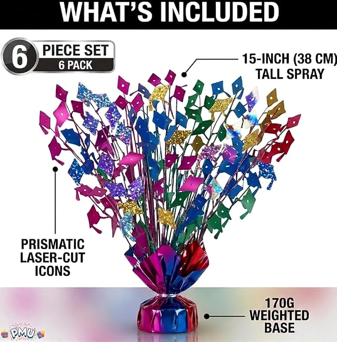 PMU 7 Pcs Multicolor Graduation Balloon Weights, Graduation Centerpieces - Image 3