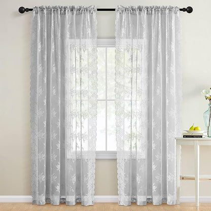 Kotile Vintage Grey Sheer Curtains - Image 6