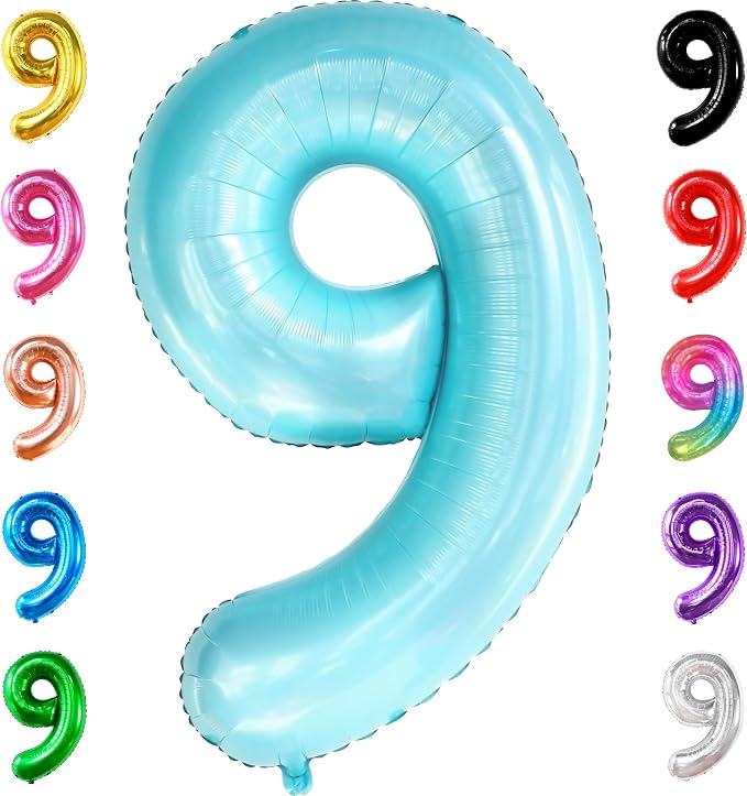 KatchOn, Giant Light Blue Number 9 Balloon by KatchOn