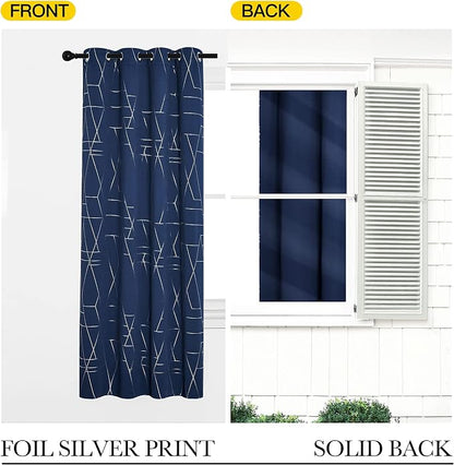 NICETOWN Blackout Curtain Panels 84 inches Long, Window Treatment Foil Printed - Image 4