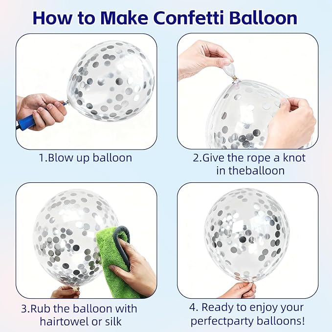 Blue and Silver Balloons, 12 Inch | Latex Balloons - Image 2
