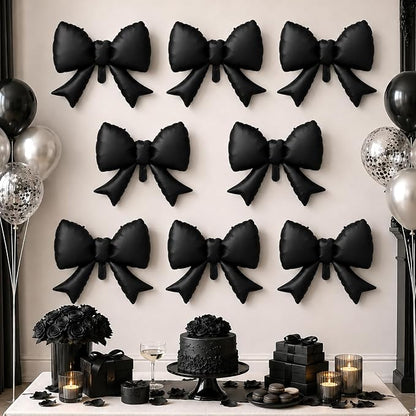 8Pcs Black Bow Foil Balloons, 21Inch Black Bow Shaped Balloons - Image 4