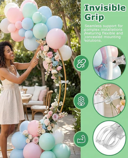 30PCS Large Balloon Arch Clips, 3.5 Inch Clear Heavy Duty Plastic Clip Spring - Image 2