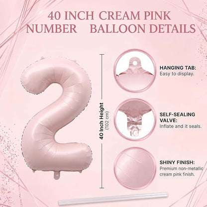 Baby Pink Number 12 Balloon 40 Inch, Blush Foil Numeral Party Supplies | - Image 4
