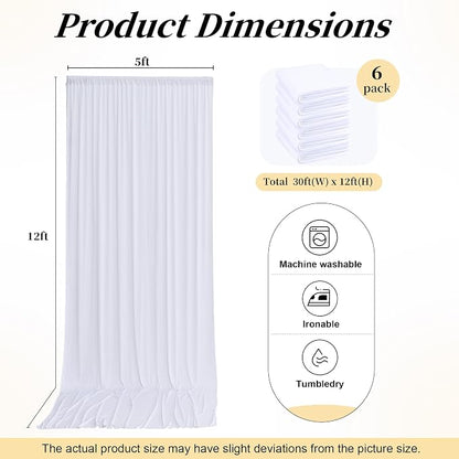 30ftx12ft Wrinkle Free White Backdrop Curtains - Image 6