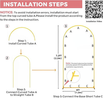 Metal Arch Backdrop Stand, 6FT+5FT+4FT Wedding Arch Frame, Balloon Arch Backdrop - Image 6