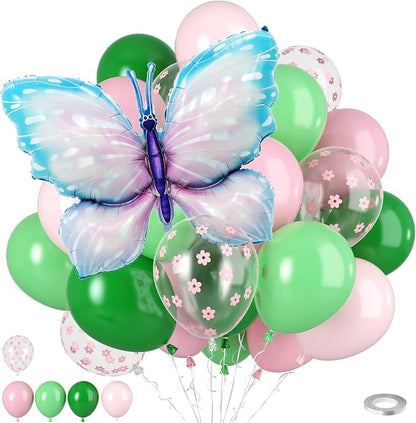Pink And Green Balloons, Light Pink Green Balloons, Transparent Flower Printed by Paready