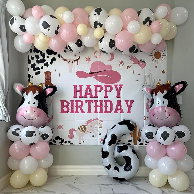 40 Inch Cow Print Number 6 Balloon, Large Black & White Decor - Image 5