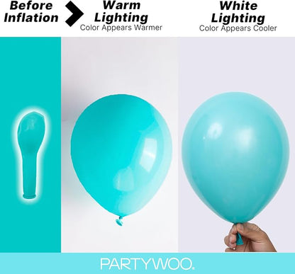PartyWoo Teal Balloons 100pcs Turquoise Dark Teal Color 5 Inch | 36 18 12 10 5 - Image 3