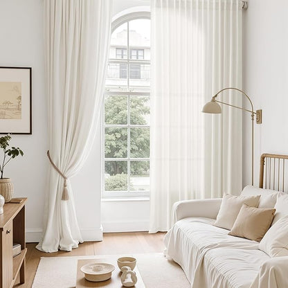 Neutral Linen Curtains 84 Inch Length 2 Panels Set - Image 6