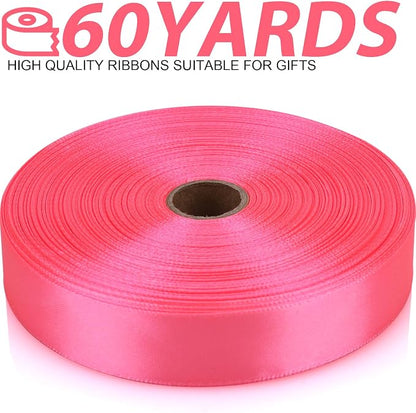 7/8 Inch 60 Yards Pink Satin Craft Ribbon-Single Face Polyester Ribbon - Image 2