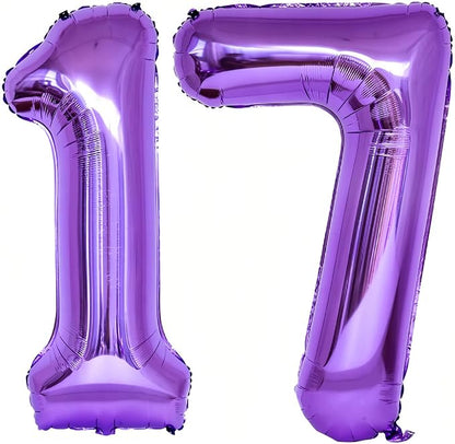 Number 17 Purple Balloons 40 Inch Giant Purple 17 Number Foil Helium Balloons by LHOAVWE