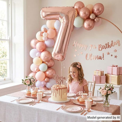 Rose Gold Number 7 Balloon 40 Inch, Blush Foil - Image 6