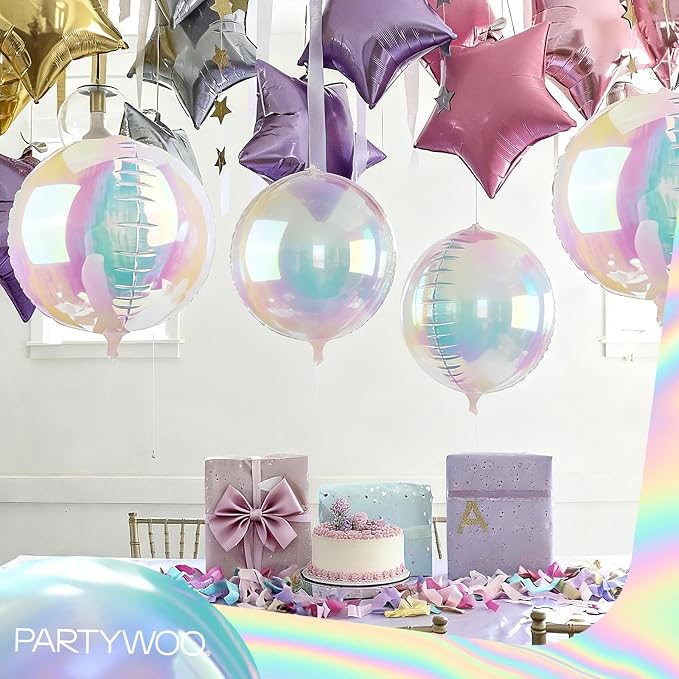 PartyWoo Iridescent Large Giant Foil 4D Balloons 20pcs Different Sizes | 22 12 - Image 3