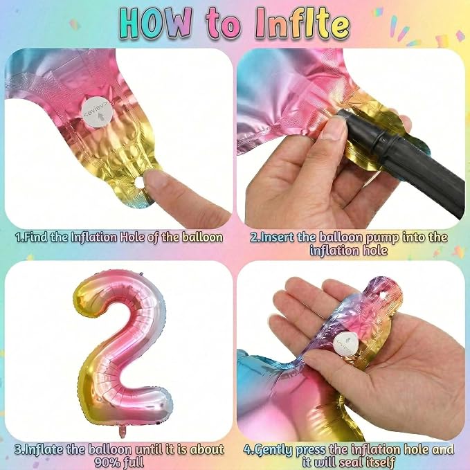 Rainbow Ombre Number 12 Balloon 40 Inch, Pastel Foil - Image 5