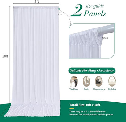 10 ft x 10 ft Wrinkle Free White Backdrop Curtains - Image 6