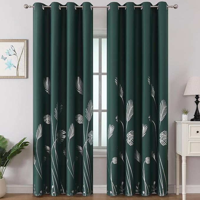 Green Blackout Curtains for Living Room 102 Inches Long, Room Darkening Energy by ESTELARTEXTILER