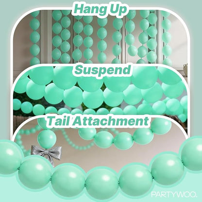 PartyWoo Light Green Linking Balloons 100pcs 6 Inch Mint Link Balloons | - Image 6