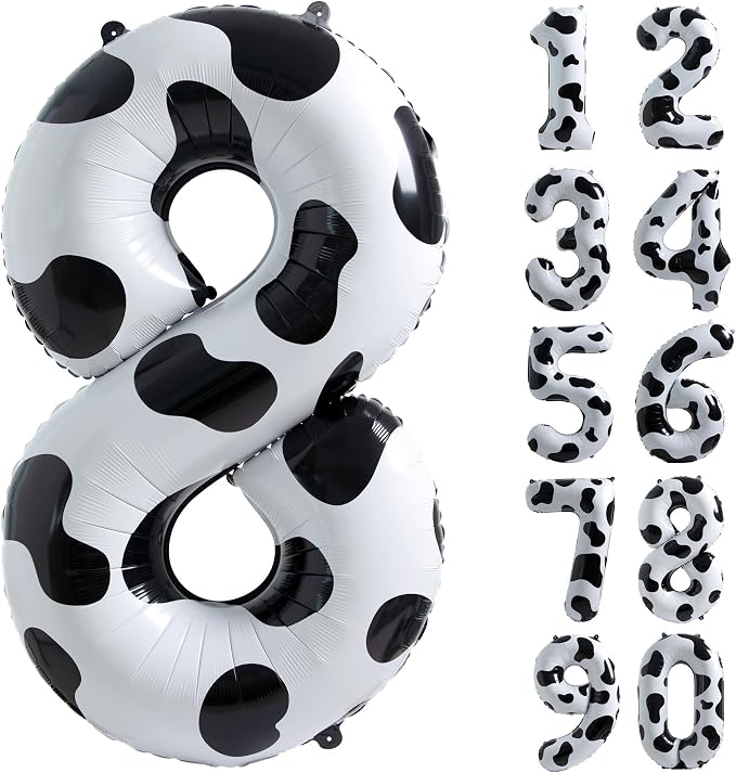 Cow Print Number 8 Balloon, Large 40 Inch Cow Number Birthday Balloons | Helium by Exquisitehighqualitypartydecorationstomeetyoureveryneed%EF%BC%81