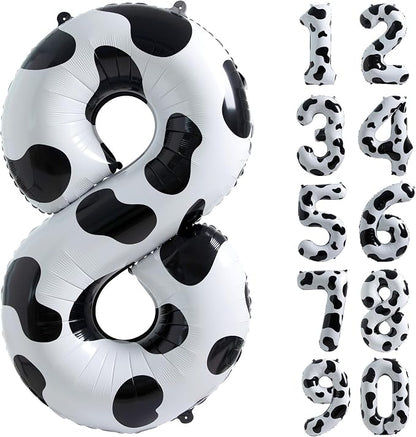 Cow Print Number 8 Balloon, Large 40 Inch Cow Number Birthday Balloons | Helium by Exquisitehighqualitypartydecorationstomeetyoureveryneed%EF%BC%81