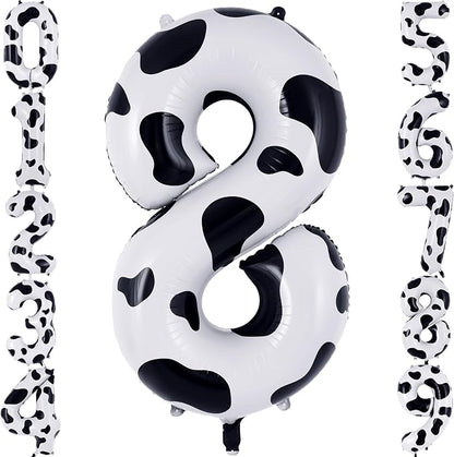 Cow Print Number 8 Balloon, Large 40 Inch Cow Number Birthday Balloons by AIQINHU