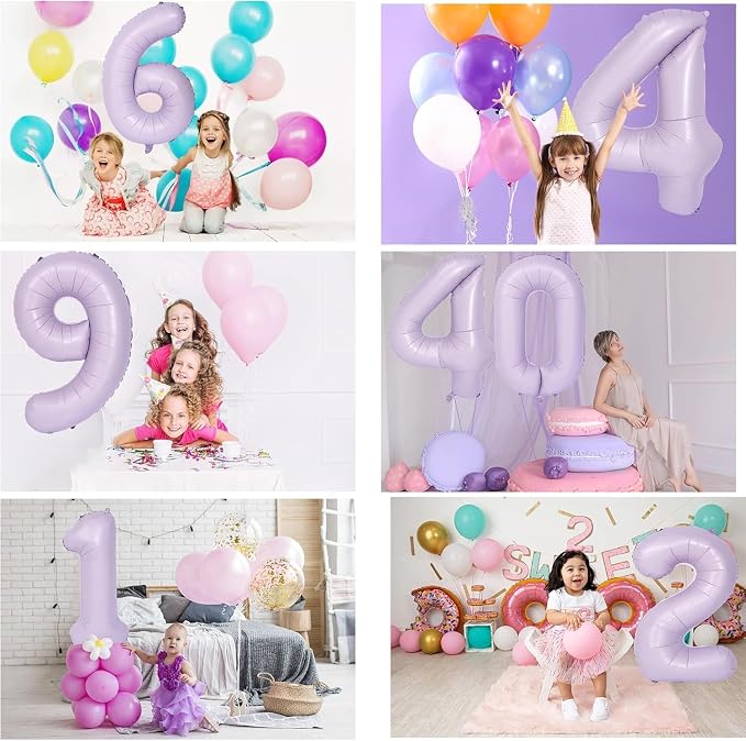 40 Inch Purple Number Balloons Light Purple 3 Balloon Matte purple Birthday - Image 5