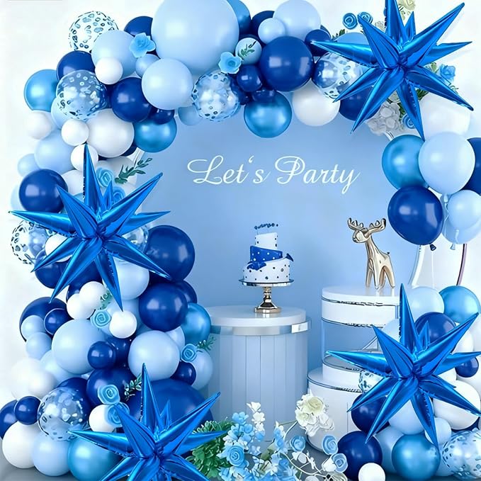 Blue Balloons Foil Star Ballons Explosion Mylar Baloons Large Spike Balloon - Image 6