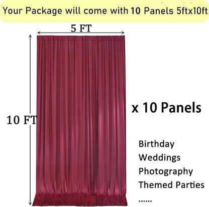 50ftx10ft Wrinkle Free Burgundy Backdrop Curtains - Image 6