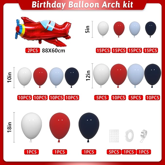 Airplane Birthday Party Decorations 142pcs Airplane Balloon Garland Arch Kit - Image 2