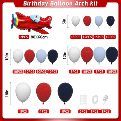 Airplane Birthday Party Decorations 142pcs Airplane Balloon Garland Arch Kit - Image 2