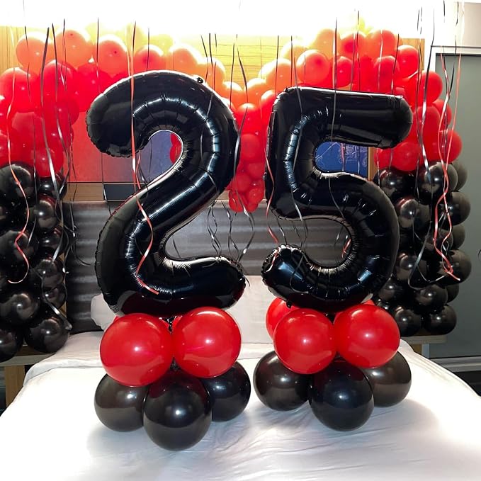 40 Inch Black 25 Number Balloons Giant Jumbo Huge 25 or 52 Foil Mylar Helium - Image 3