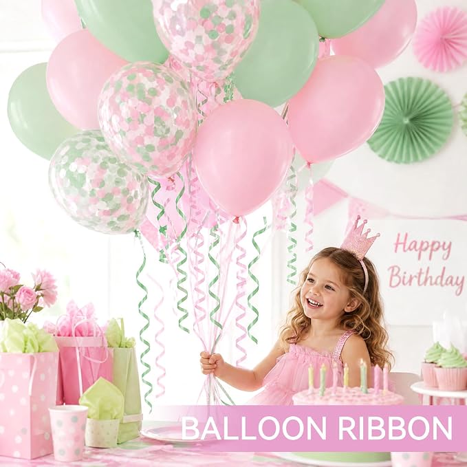 TONIFUL 500 Yards Pink and Green Curling Ribbon Balloon String | Balloon - Image 4