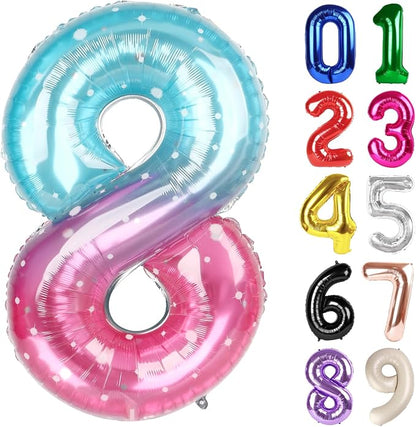 8 Balloon - Starry Sky Birthday Number Balloons, 40 Inch Party Decorations | by ALPHADELTAPI