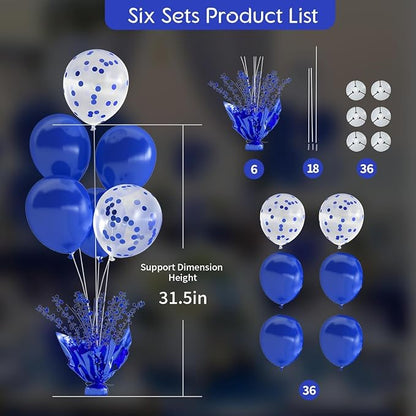 Royal Blue Balloon Table Centerpiece Kit, 6 Set Blue Balloon Stands - Image 4