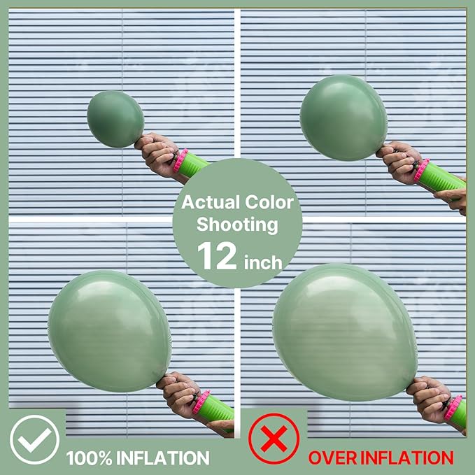 PartyWoo Sage Green Balloons 50pcs Olive Eucalyptus Dusty Green Boho Color | 5 - Image 4