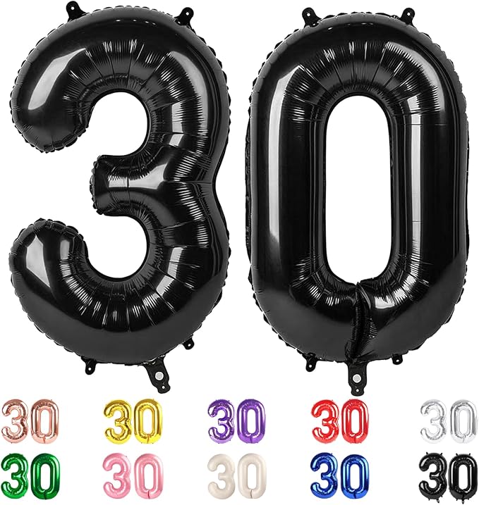 30 Balloon Numbers 40Inch 30th Year Old Birthday Decorations by Mluchee