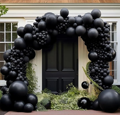 Black Balloon Arch Garland Kit Double Stuffed Matte Black Balloons Different - Image 2