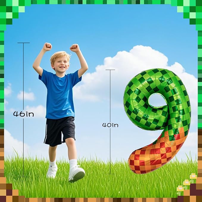 Pixel & TNT Theme 40in Giant Number Balloons - Image 4