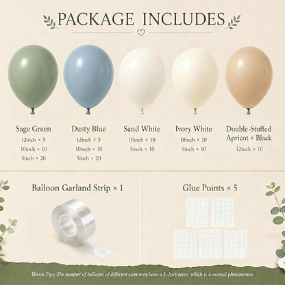 Dusty Blue Sage Green Balloon Garland Arch Kit, Double Stuffed Fog Blue Green - Image 3