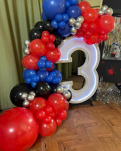 Black Red and Blue Balloons, 12Inch Spider Theme Balloon Metallic Silver Black - Image 4
