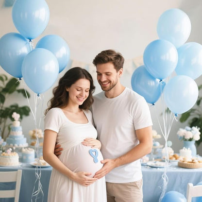 Pastel Blue Latex Party Balloons 10 Pack 36 inch Round Light Blue Balloons - Image 7