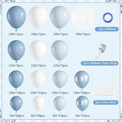 152Pcs Dusty Blue Balloons Arch Garland Kit Different Size | Light Blue and - Image 2